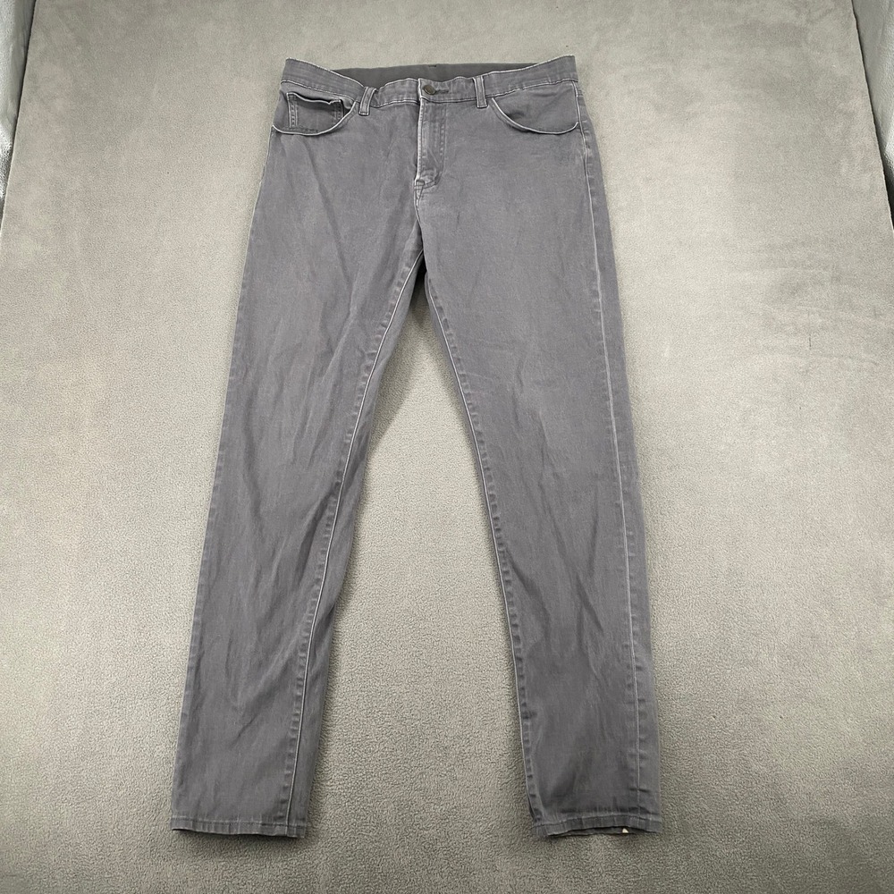 Uniqlo EZY Slim Fit Jeans Mens L Gray Cotton Blend Stretch Pants 321-429183
